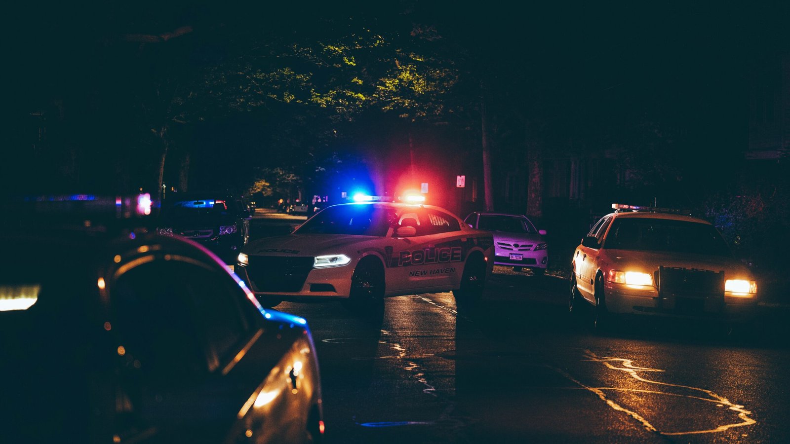Police activity on a city street during an emergency response